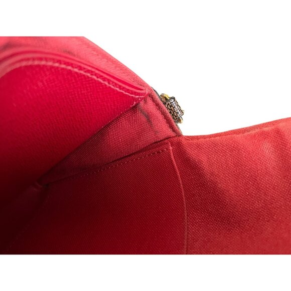 LOUIS VUITTON Damier Ebene Felicie Bag 3 Piece Red Pouchette Shoulder Full Set - Picture 11 of 16